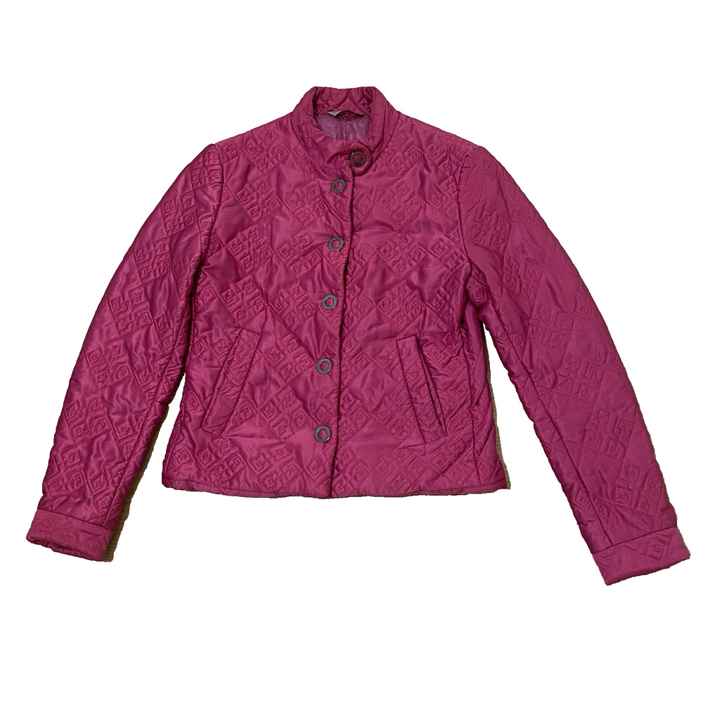 Vintage 90s‎ Versace Classic V2 Quilted Jacket 40 Fuchsia Pink Jacquard Italy